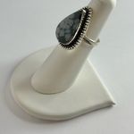 SNOWFLAKE Obsidian Genuine Stone 925 Sterling Silver Ring Black Size 6 Photo 2