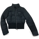 Bebe Y2K size medium black cropped puffer jacket missing fur Rhinestone logo Photo 0