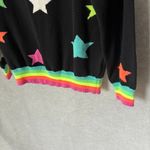 WISPR Brodie Summer Star Cotton Silk Sweatshirt Size XS Black and Neon Rainbow Photo 3