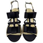 Kate Spade Satin T-Strap Gold and Black Bow Strappy Sandal Size US 8 B Stiletto Photo 6