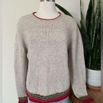 Vintage Wool Blend Sweater Beige Knit Cozy Classic Style fall large Tan Photo 9