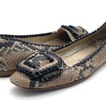 Jack Rogers  Square Toe Buckle Ballet Flats Embossed Leather Snake Print Size 8 Photo 2
