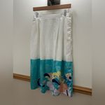 EUC Vintage 70s Iridescent Floral Asian Midi Skirt Size 10 White Photo 1