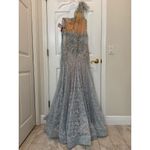 Mac Duggal NEW  Embroidered Applique Feathered One Shoulder Trumpet Gown Size 16 Photo 8