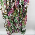 Badgley Mischka Palm Tree Maxi Dress Women’s Size 16 Ruffle Sleeve Tie Waist Photo 3