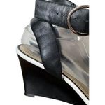 White House | Black Market Ashton Leather Ankle Strap Wedge Heel Sandals Chain 9 Photo 2