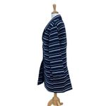 Esprit  Coat Sz L Navy Cream Striped Two Button Long Preppy Old Money Careerwear Photo 4