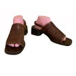 Nine West VINTAGE 1990'S/Y2K "BIDWELL" BROWN LEATHER SLINGBACK BLOCK HEELS (10) Photo 2