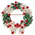 Christmas Wreath Brooch / Scarf Pin #147 Red Photo 1