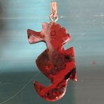 Collection 5 Carved Stone Pendants Fish Wolf Fish Sea Horse Lightening Bolt Purple Photo 6