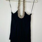 Spense Black Blouse with Chain Halter Top Photo 0