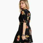 Free People Women's Neon Garden Floral V-Neck Boho Mini Dress | Sz 4 | Black Photo 3
