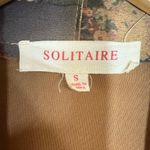 Solitaire Small Brown Faux Suede Floral Open Front Jacket Kimono Retro Boho Cute Photo 6