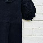 Elie Tahari NWT Elie.  Short Puff Embroidred Sleeve Black Knit Sweater Size XS Photo 1