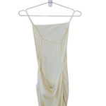 We Wore What NWT  Ruched High Neck Sleeveless Open Back Bodycon Midi Dress L Cream Photo 6