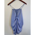 DO+BE Do + Be Women's Blouse M Blue Satin Tie back Sleeveless NWT Photo 1