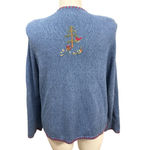 Breckenridge Vintage Woman 1X Blue Embroidered Cardinal Tree Cardigan Photo 4