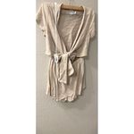 Princess Polly Tan Linen Blend Tie Front Romper One-Piece Size 4 Photo 4