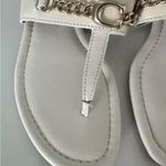 Coach Jaclyn Chalk White Leather Thong Sandal with Logo Chain Size 6.5 Photo 4