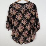 Denim & Supply Ralph Lauren Black Floral Lace-Up Ruffle Blouse Size Large Photo 2