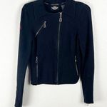 Harley Davidson Black Long Sleeves Front Zipper Pockets Knit Jacket, Medium Photo 0