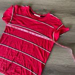 Reformation Jeans Red Striped Crewneck T-Shirt Photo 3