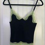 LIONESS Revolve  Black and Green Lace Trim Camisole Small Photo 0