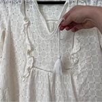 Anthropologie  Thames White Eyelit Cotton Mini Dress Long Sleeve Photo 8