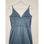 2000s Morilee Madeline Gardner Slate Blue Satin Formal Gown medium Photo 8