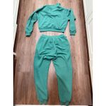 Victoria's Secret  Teal Green Cropped Hoodie Sweatshirt Jogger Pants Set S P CH Photo 2