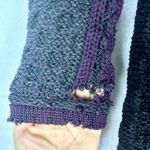 Aran Crafts Merino Wool Cable Knit Cardigan Size Medium Purple One Button FLAW Photo 2