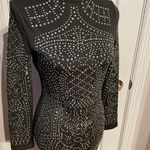 Miss Ord Black Studded Mini Dress Collar Long Sleeve Bodycon Women Vintage Y2k grommets studs whimsygoth rave mock rock moto club fitted Photo 1