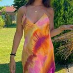 ZARA dress midi tie dye prints straps slip satin wedding party cocktail summer Photo 2