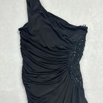 Arden B Fitted black dress with side stones one shoulder Sz M Photo 1