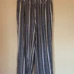 Briggs linen blend pants blue striped drawstring elastic waist Women’s size M Size M Photo 0
