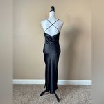 Topshop  | Black Satin Maxi Slip Dress Sz 2 Photo 5