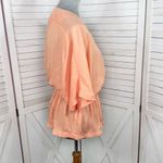Mustard Seed  Deep V Neck Bat Wing Peplum Blouse Peach Small Photo 3