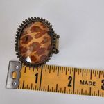 Vintage Leopard Oval Bronze stretchy ring Acrylic Ring Yellow Photo 3