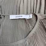 JustFab  Women Size M Olive Green Crew Neck Cold Shoulder Long Sleeve Blouse Photo 13