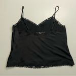 Victoria's Secret Vintage  Nighty Set Cami Tank Shorts Satin Lace Trim Black Y2K Photo 5