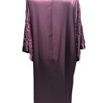 Vtg 1980s Val Mode Eggplant Purple Satin Burnout Velvet Sleeve Long Robe M Size M Photo 2