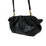 Anthropologie  Jory Black Metallic Clutch Crossbody Dumpling Bag Vegan Leather Photo 3