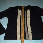 CAbi Broadway tuxedo cardigan fringe sweater cashmere cotton blend NEW size M Photo 6