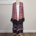 Free People  Pink and Black Floral Kimono Photo 1
