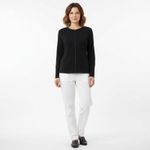 Chico's Chico’s Travelers Black & White Zip Up Stripe Collar Long Sleeve Jacket L 2 Photo 8