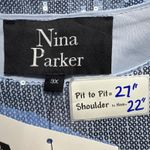 Parker Nina  Sequin Top Half Blue‎ Sparkly Party Blouse Short Sleeve 3X Photo 2