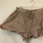 Forever 21 Lace Up Woven Short Solid Taupe Brown High Waisted Rise JUNIORS Small Photo 4