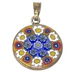 VTG 2225 VI Vincenza Italy Millefiori PENDANT For Necklace 925 Silver 20mm Round Photo 1