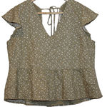 Abercrombie & Fitch Women's Olive Green White Floral Short Sleeve Blouse Size M Photo 0