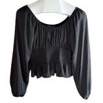 Sincerely Jules Peplum Balloon Sleeve Smoked Blouse Photo 0
